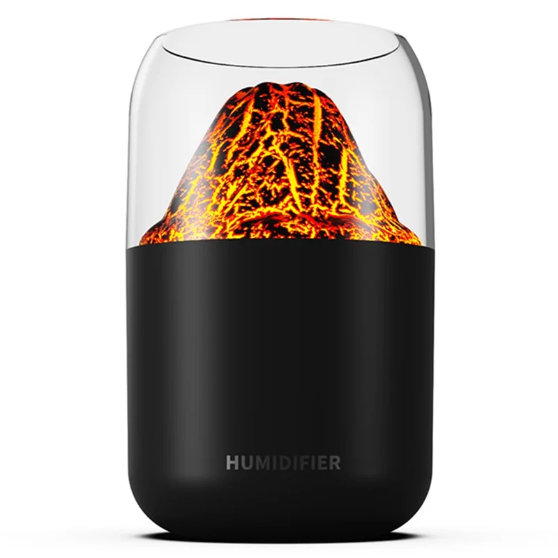 Y10 Volcano Humidifier Colorful Ambient Light Oil Diffuser Desktop Mute Aromatherapy Machine - Black / Volcano