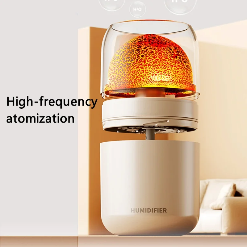 Y10 Volcano Humidifier Colorful Ambient Light Oil Diffuser Desktop Mute Aromatherapy Machine - Black / Volcano