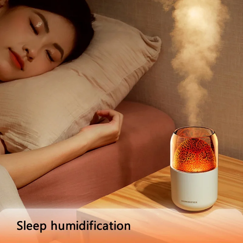 Y10 Volcano Humidifier Colorful Ambient Light Oil Diffuser Desktop Mute Aromatherapy Machine - White / Volcano