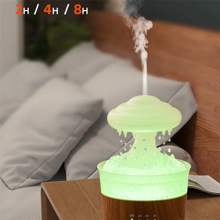 V50 Wood Texture Luftbefeuchter mit Nachtlicht und Duftölverteiler - Grün