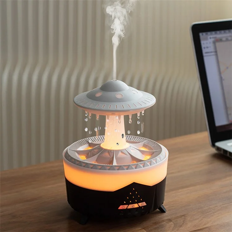 V56 UFO Shape LED Night Light Air Mist Humidifier Essential Oil Diffuser - Black