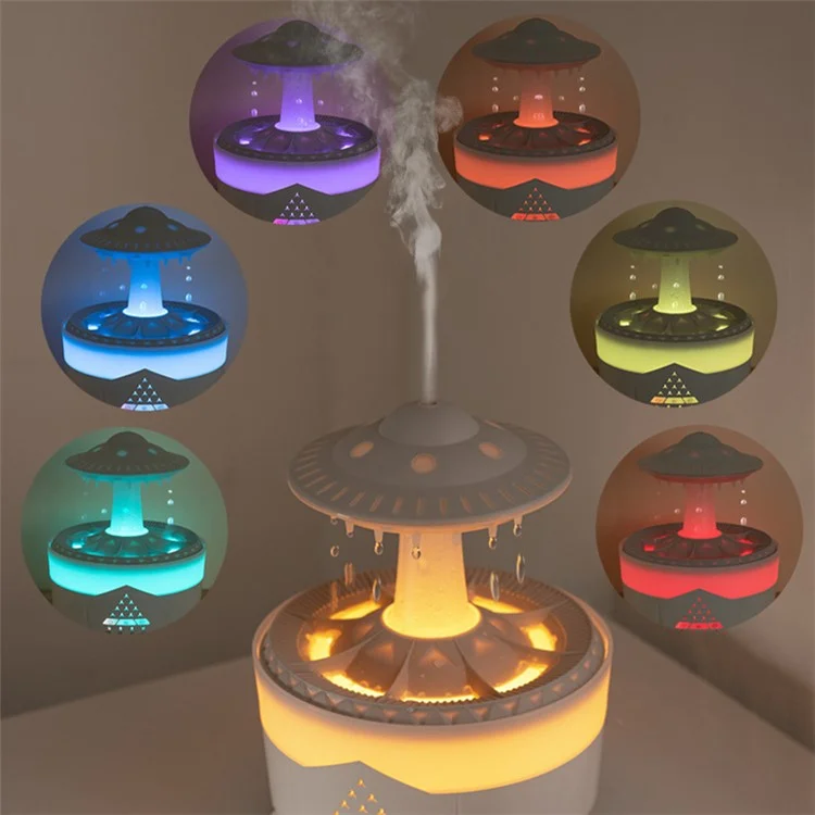 V56 UFO Shape LED Night Light Air Mist Humidifier Essential Oil Diffuser - Black