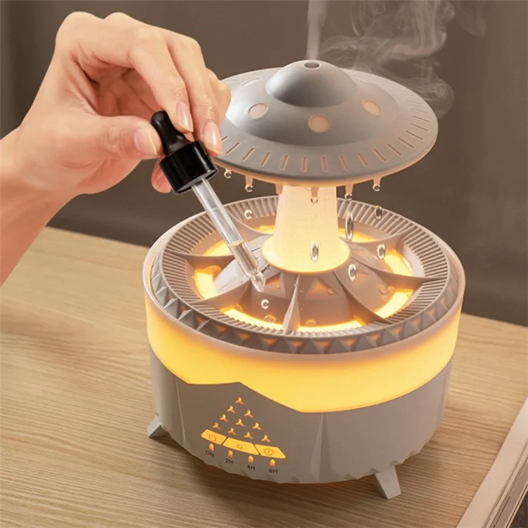V56 UFO Shape LED Night Light Air Mist Humidifier Essential Oil Diffuser - Black