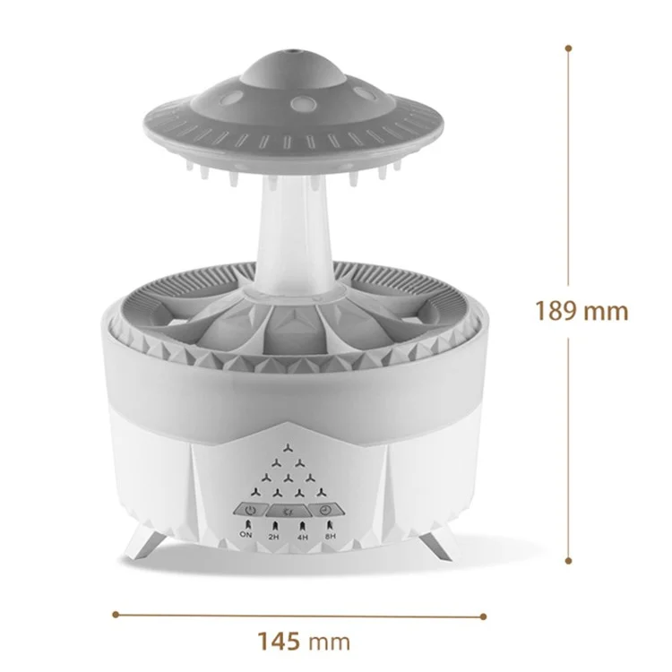 V56 UFO Shape LED Night Light Air Mist Humidifier Essential Oil Diffuser - Black