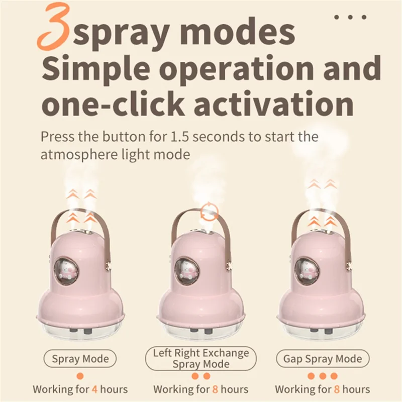 ICARER FAMILY IF-JS01 Cartoon Design Dual Spray Outlet Humidifier Rechargeable Desktop Mist Diffuser - Beige