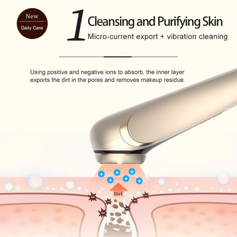 RF Ansigtsløftningsmaskine EMS Pulse Terapienhed Hudfornyelses Mikrostrøm Rynkefjerner - Sølv Hvid