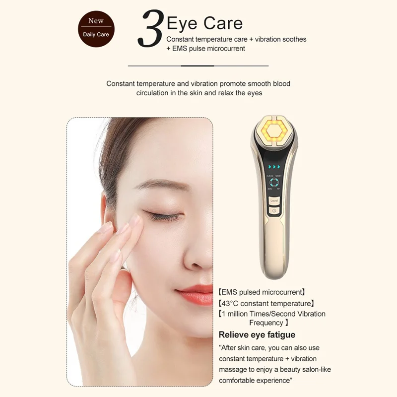 RF Ansigtsløftningsmaskine EMS Pulse Terapienhed Hudfornyelses Mikrostrøm Rynkefjerner - Sølv Hvid