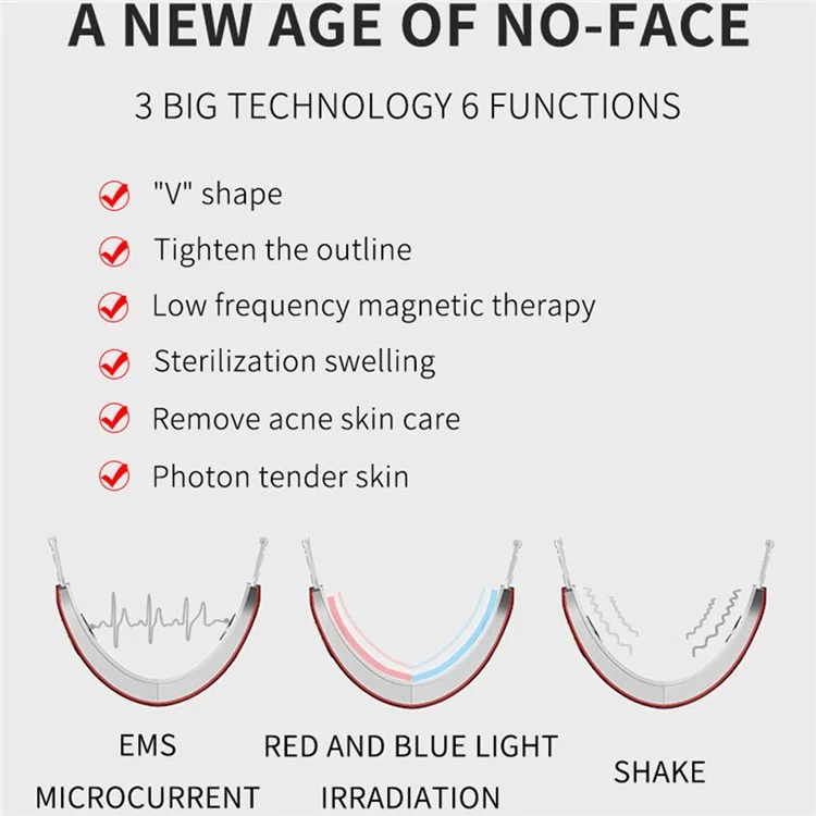 S121 Microcurrent EMS Face Slimming Instrument Facial Lifting Massage V-face Beauty Device - White