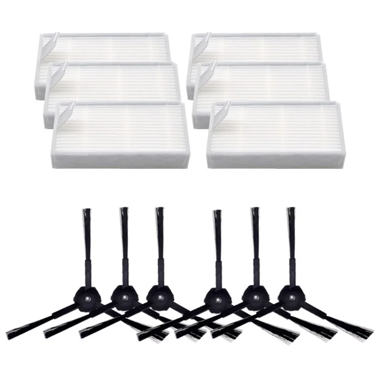 Pour Ilife V5s / V5 / V3 Robot de Balayage 6 Pinceaux Latéraux + 6 Filtres Remplacement Des Accessoires de Remplacement