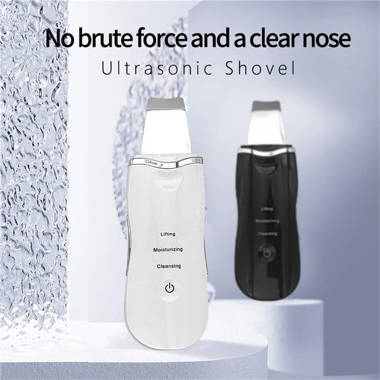 Máquina de Limpeza Facial por Vibração Ultrassônica de 2W, Removedor de Pele Morta, Esfoliador, Instrumento de Beleza - Preto