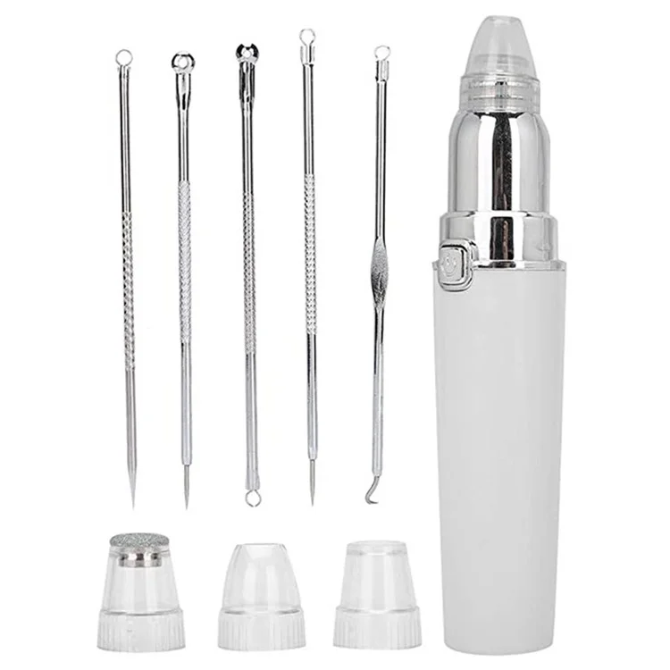 HD-3138 Electric Pore Cleaner 3 Speeds Adjustable Blackhead Remover Beauty Device with 5 Acne Needles - White