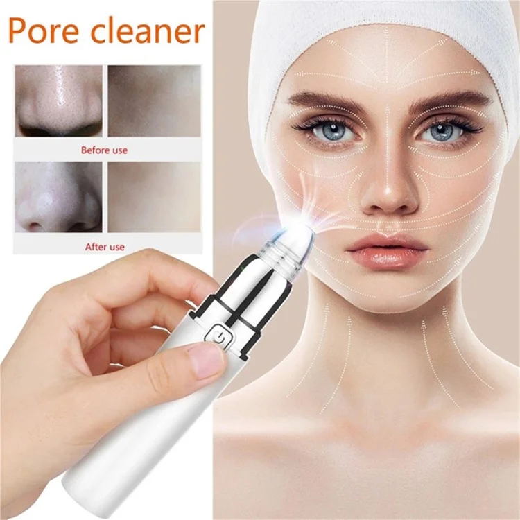 HD-3138 Electric Pore Cleaner 3 Speeds Adjustable Blackhead Remover Beauty Device with 5 Acne Needles - White