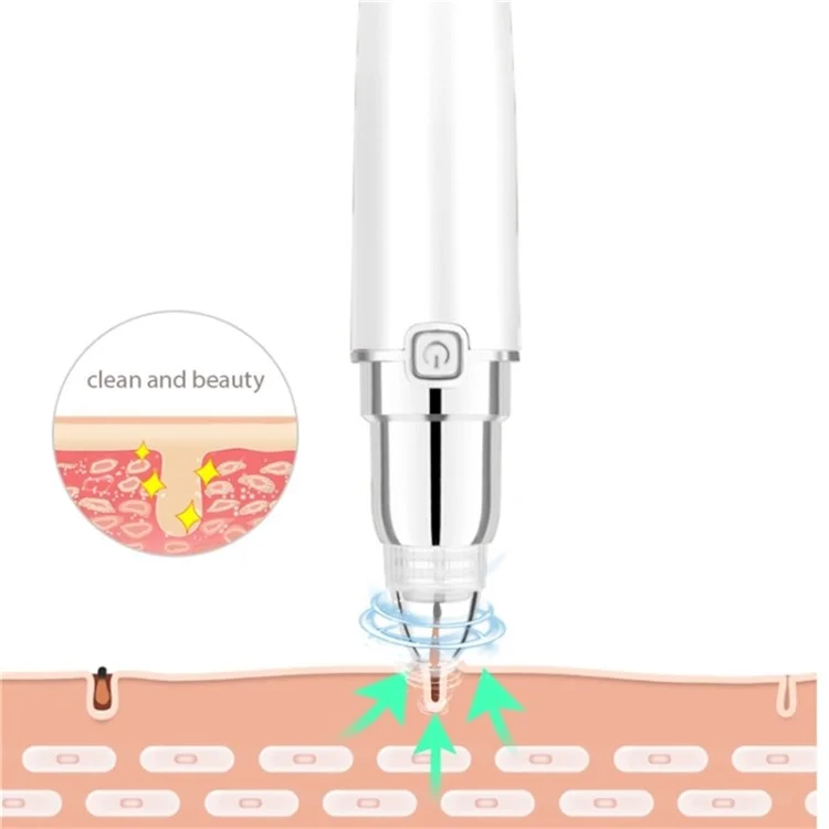 HD-3138 Electric Pore Cleaner 3 Speeds Adjustable Blackhead Remover Beauty Device with 5 Acne Needles - White