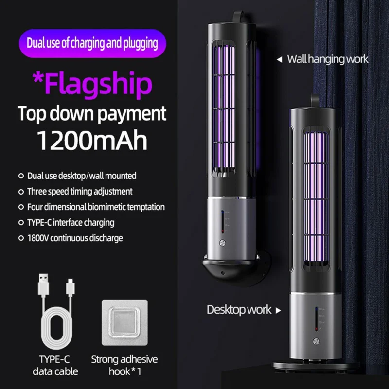 Lampe anti-moustiques portable tueur d'insectes, rechargeable par USB, pour intérieur et extérieur