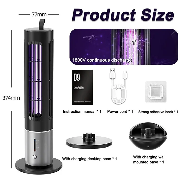 Lampe anti-moustiques portable tueur d'insectes, rechargeable par USB, pour intérieur et extérieur
