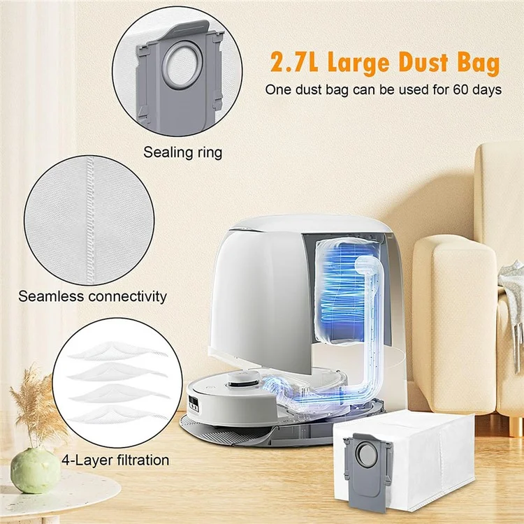 Bolsas de Polvo para Aspiradora Robot Roborock G20S Ultra / G30 / G30 Space / Saros 10 / 10R / Z70 Accesorios