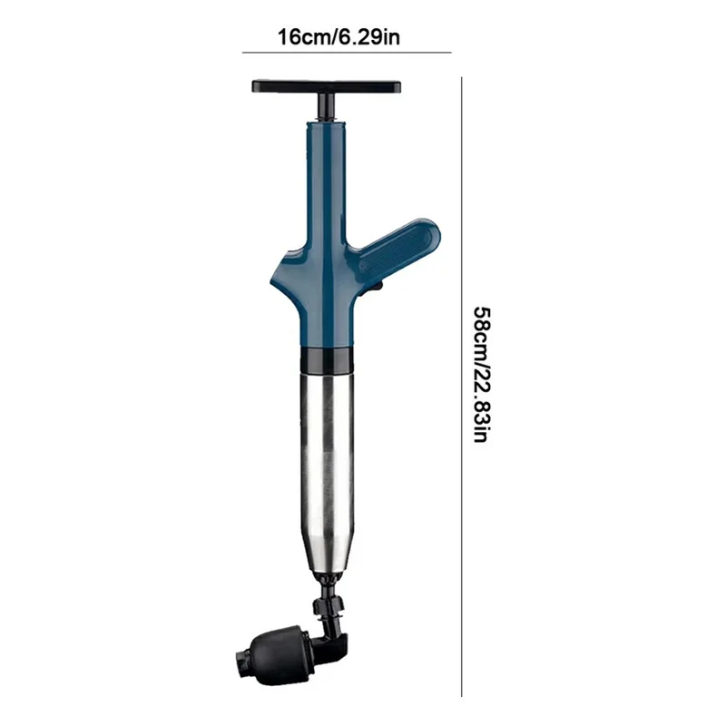 Toilet Plunger Clog Remover High Pressure Air Drain Blaster for Kitchen Bathroom Pipe Unblocker - Blue