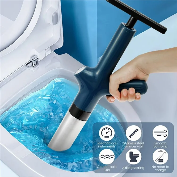 Toilet Plunger Clog Remover High Pressure Air Drain Blaster for Kitchen Bathroom Pipe Unblocker - Black