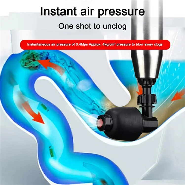 Toilet Plunger Clog Remover High Pressure Air Drain Blaster for Kitchen Bathroom Pipe Unblocker - Black