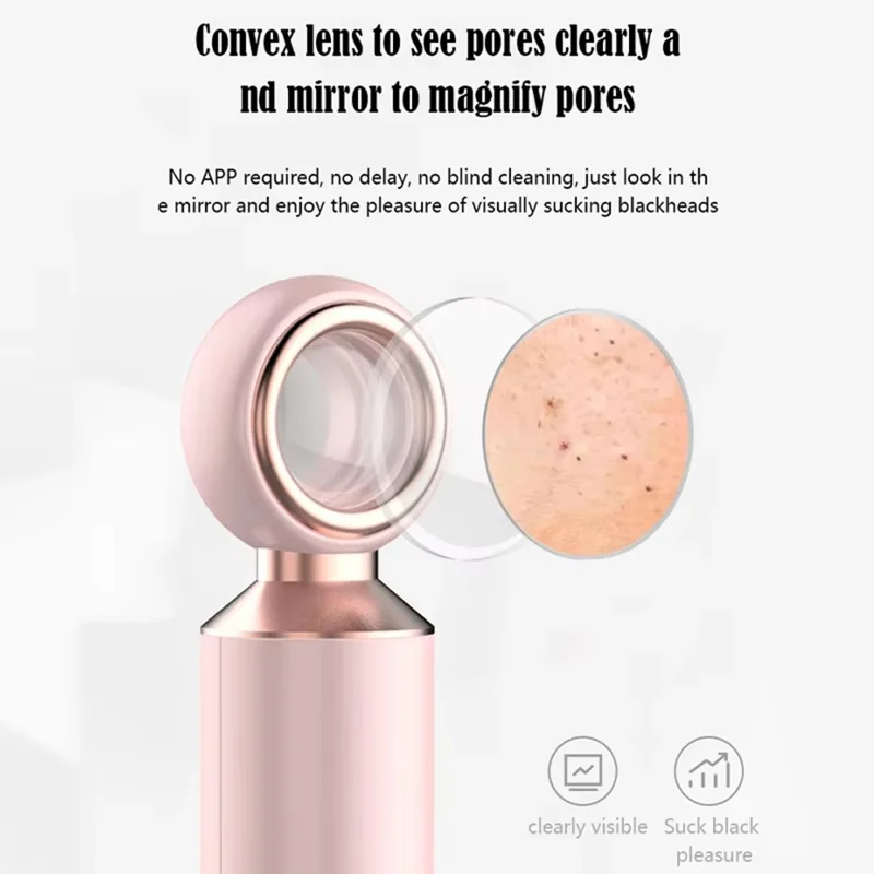 2061 Visual Blackhead Remover USB Rechargeable Face Pore Cleaner with 3 Suction Heads