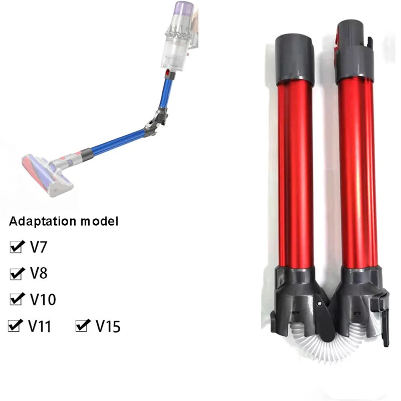 For Dyson V7 / V8 / V10 / V11 Vacuum Cleaner Foldable Extension Tube Aluminum Extension Pipe - Red