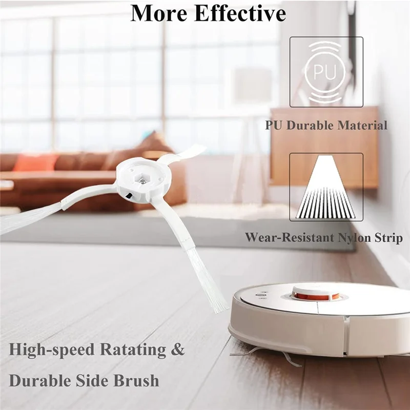 Kit de Substituição 17 Peças para Roborock S60 / S51 / S50 Escova Principal Escova Lateral Pano de Espanador Tanque de Água Filtro Conjunto