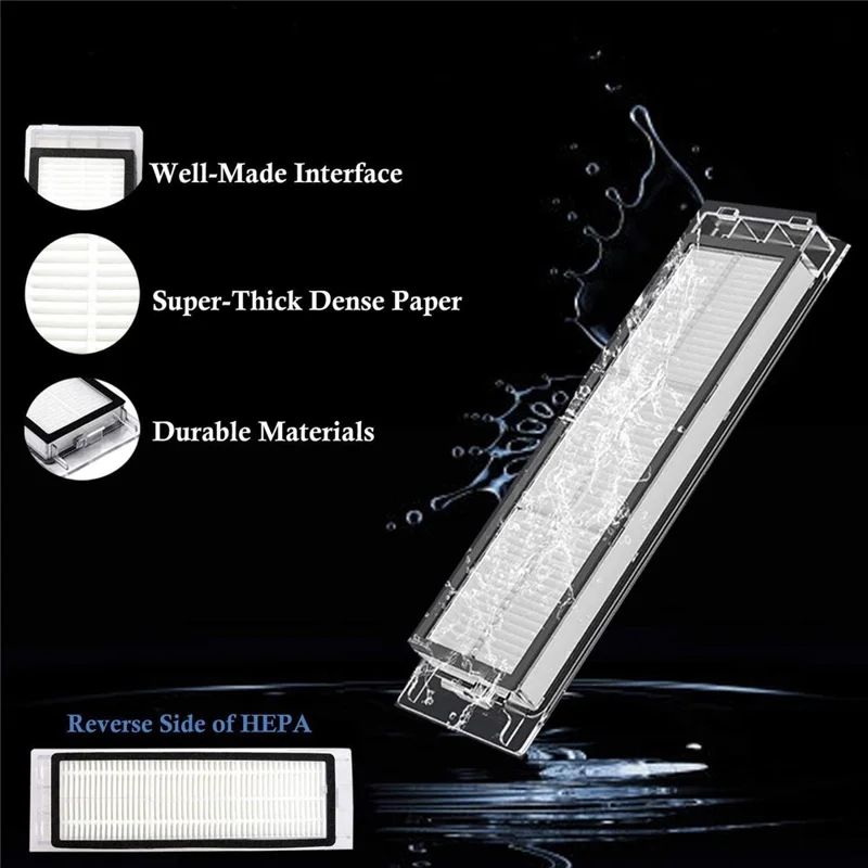 Kit de Substituição 17 Peças para Roborock S60 / S51 / S50 Escova Principal Escova Lateral Pano de Espanador Tanque de Água Filtro Conjunto