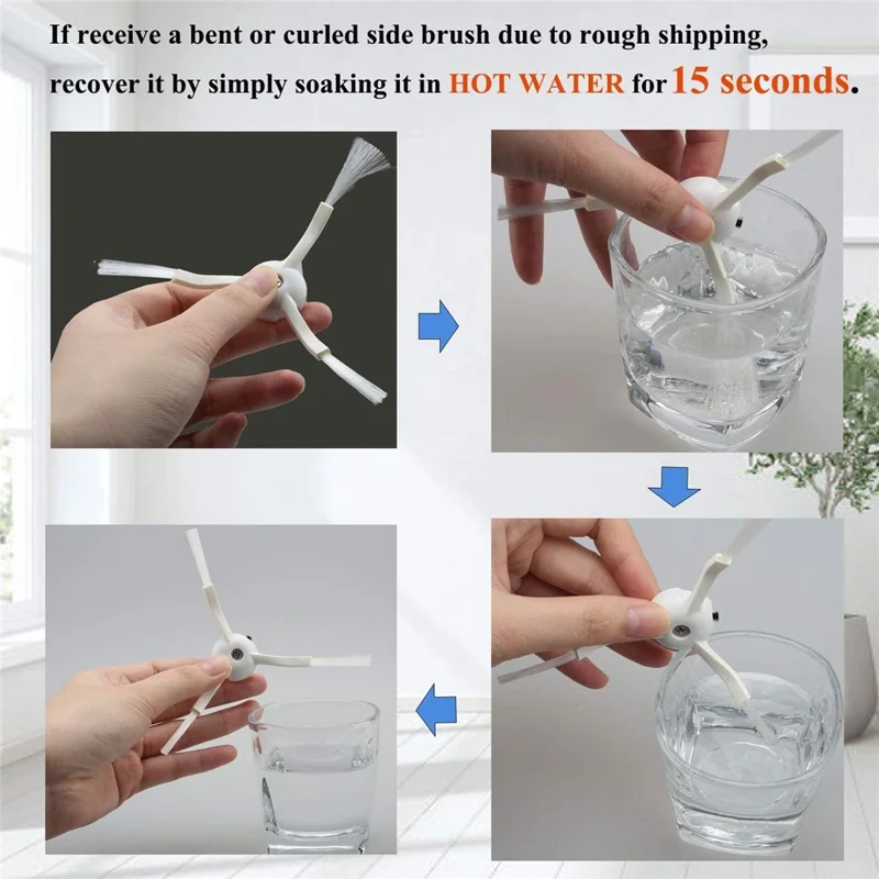 Kit de Substituição 17 Peças para Roborock S60 / S51 / S50 Escova Principal Escova Lateral Pano de Espanador Tanque de Água Filtro Conjunto