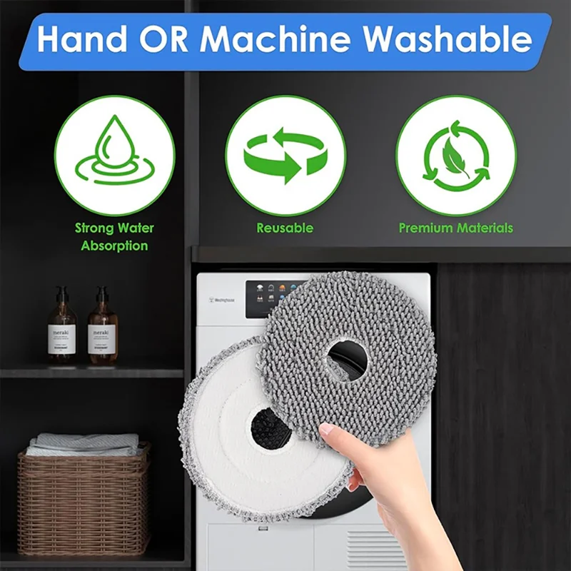 JUNSUNMAY 4 قطع لجهاز iRobot Roomba Plus 505 Combo / 405 Combo قطعة غسيل قابلة لإعادة الاستخدام، قطعة بديلة للمكنسة الروبوتية