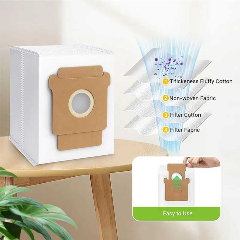 JUNSUNMAY 6Pcs For iRobot Roomba Plus 505 Combo  /  405 Combo 2.8L Dust Bags Robot Vacuum Replacement Part