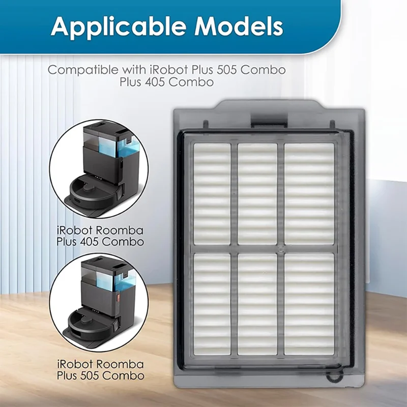 JUNSUNMAY 4 st till iRobot Roomba Plus 505 Combo / 405 Combo Robotstädslagervacuumsfilter, HEPA-filter, reservdel