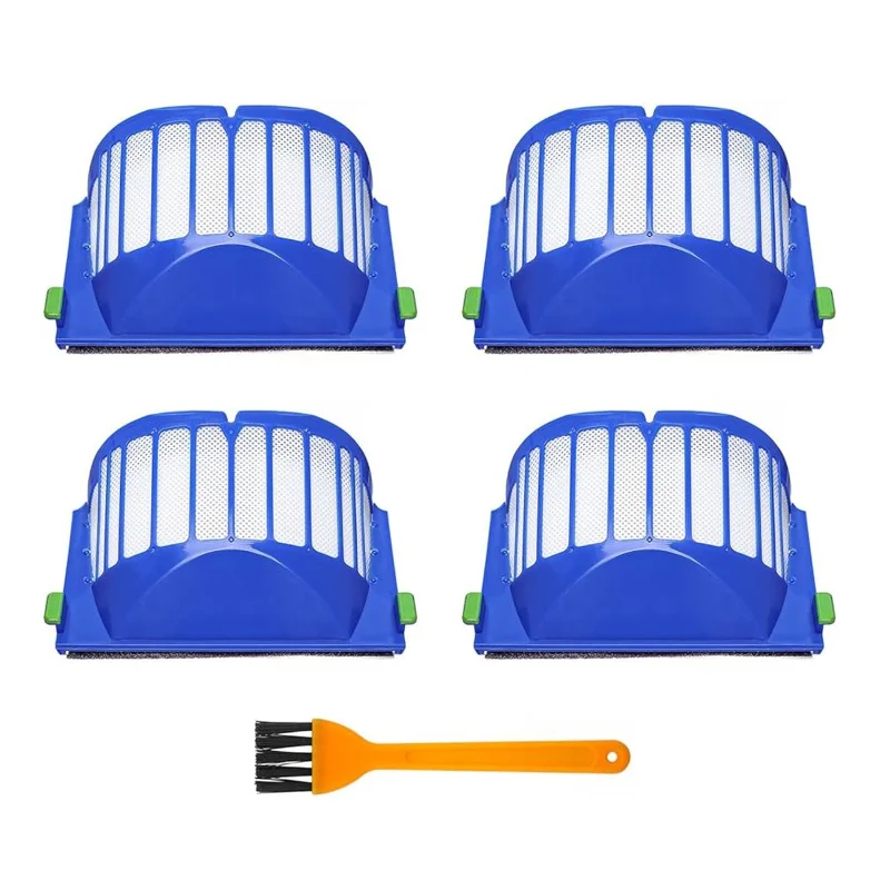 JUNSUNMAY 4Pcs For iRobot Roomba 610 / 620 / 630 / 650 / 660 Robot Vacuum Replacement HEPA Filter with Cleaning Brush