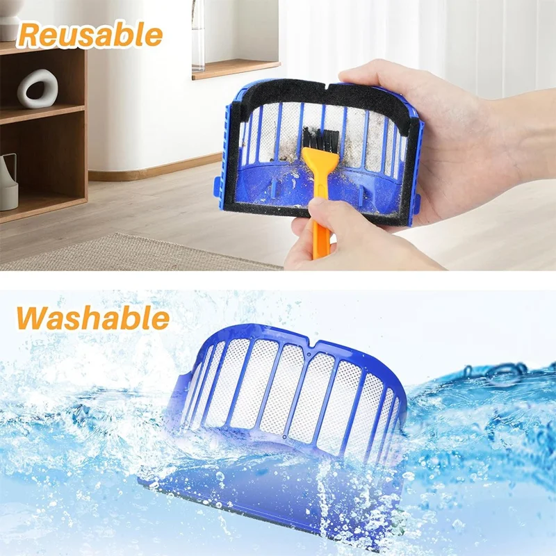 JUNSUNMAY 4Pcs For iRobot Roomba 610 / 620 / 630 / 650 / 660 Robot Vacuum Replacement HEPA Filter with Cleaning Brush
