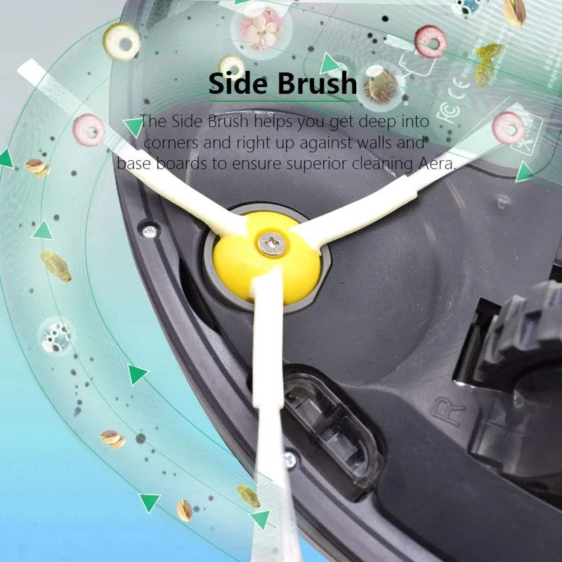 JUNSUNMAY 6Pcs Side Brush for iRobot Roomba 620 / 650 / 675 / 680 / 695 Nylon Bristles Replacement Parts