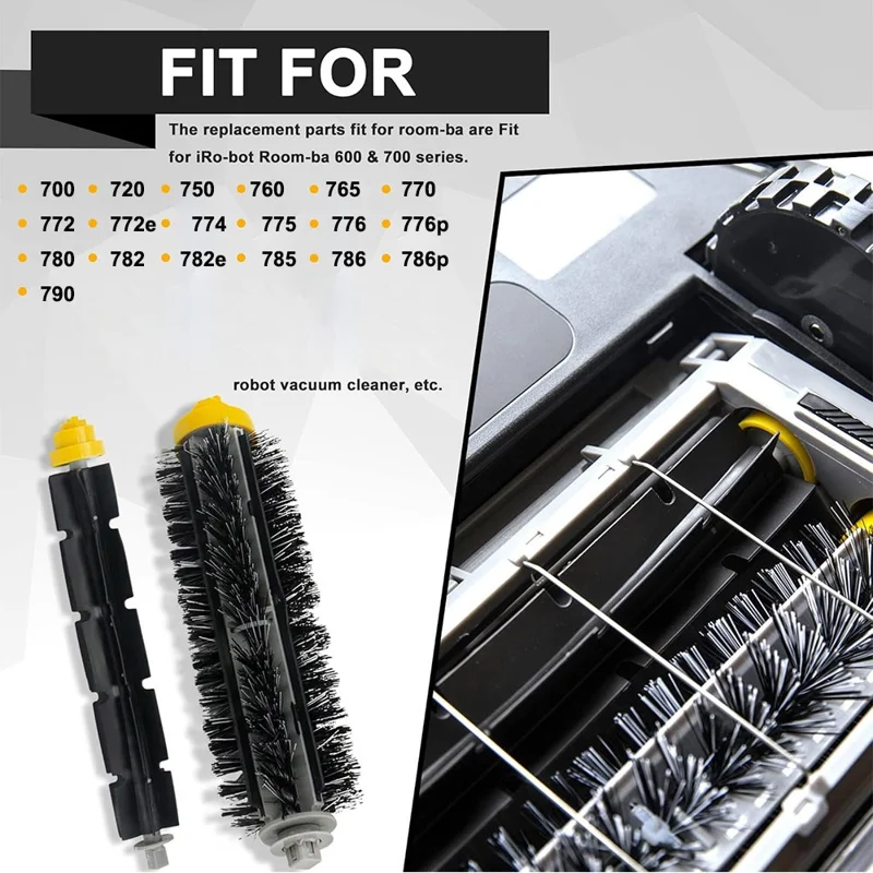 JUNSUNMAY 2Pcs Main Brush Set for iRobot Roomba 700 / 770 / 780 / 790 Robot Vacuum Replacement Parts