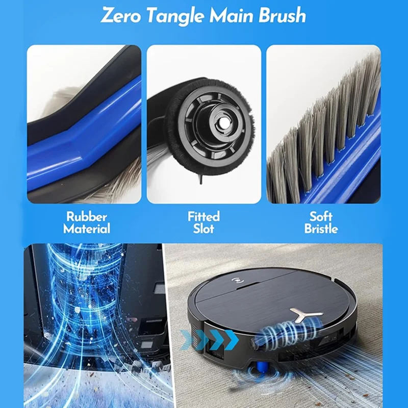 JUNSUNMAY 8Pcs  /  Set For Ecovacs Deebot X9 Pro Omni  /  X9 Pro Main Brush Filter Dust Bag Replacement Parts Kit Robot Vacuum Accessories