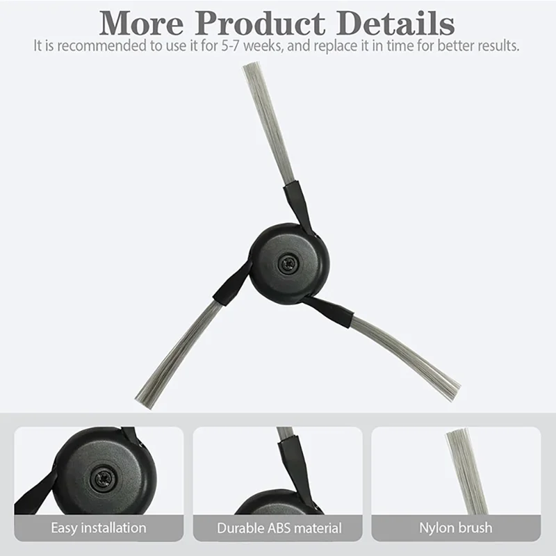 JUNSUNMAY 6Pcs Side Brush for Dreame X50 Ultra / L50 Ultra / X40 Ultra Robot Vacuum Replacement Part