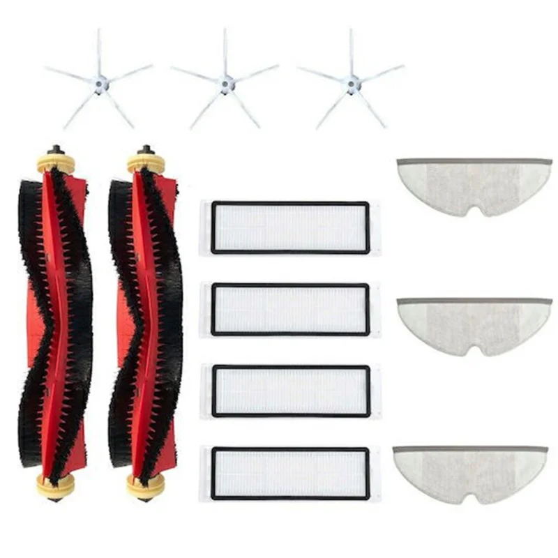 12Pcs / Set Main Brush HEPA Filter Mop Pad Kit for Roborock E4 / E5 / S5 / S5 Max / S52 / S55 / S6 / S6 Pure