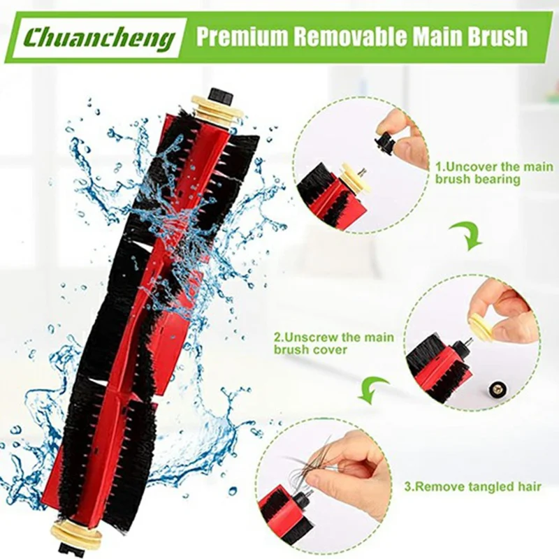 12Pcs / Set Main Brush HEPA Filter Mop Pad Kit for Roborock E4 / E5 / S5 / S5 Max / S52 / S55 / S6 / S6 Pure