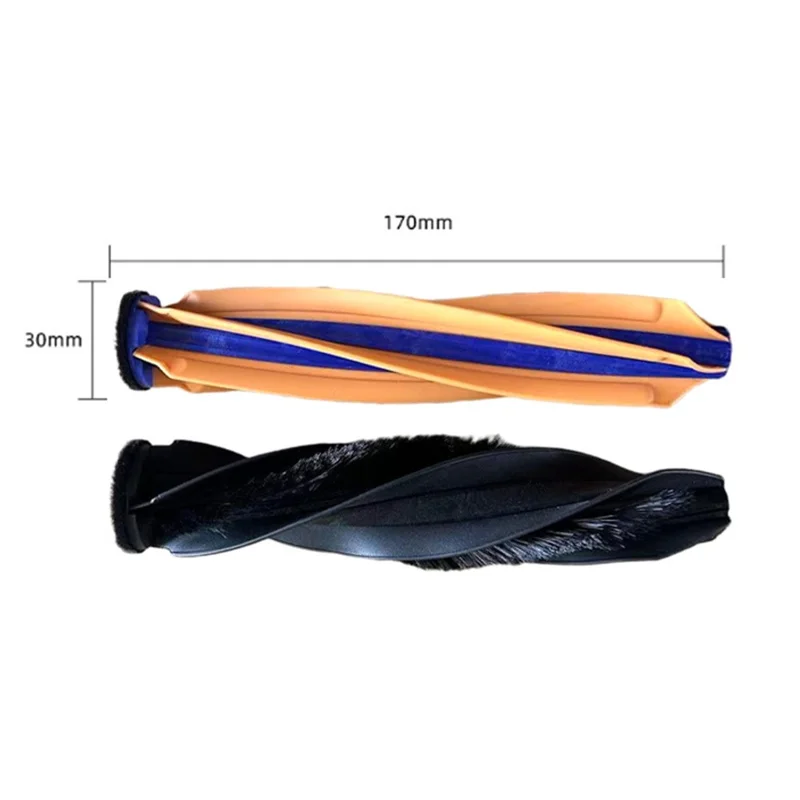 For Dreame X60 Max Ultra Robot Vacuum Dual Main Brush Roll Set Spiral Rubber Strip Fiber Brush - Black