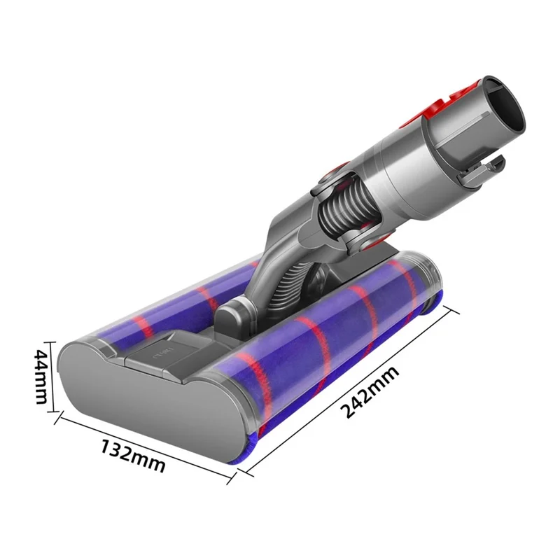 Dual Row Soft Roller Brush for Dyson V7 / V8 / V10 / V11 / V15 Vacuum Cleaner Floor Attachment with LED Light