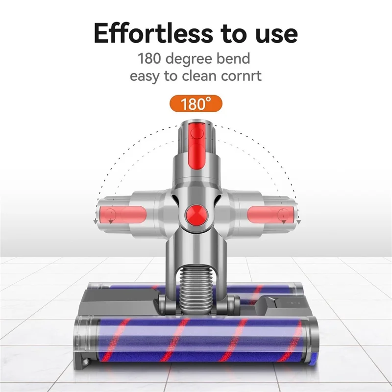 Dual Row Soft Roller Brush for Dyson V7 / V8 / V10 / V11 / V15 Vacuum Cleaner Floor Attachment with LED Light