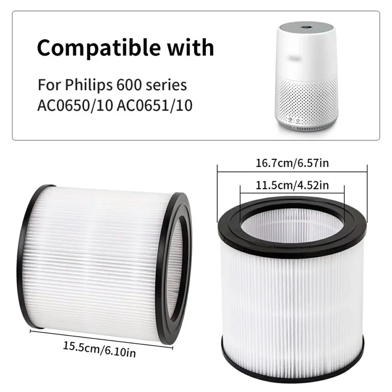 HEPA-luftrenarefilter till Philips FY0611 / AC0650 / AC0651 Cylindriskt filterbyte