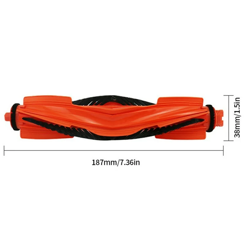 Main Brush for Xiaomi Robot Vacuum S40 (OV81)  /  S40C V-Shaped Design Nylon Bristles Rubber Strip Roller Brush
