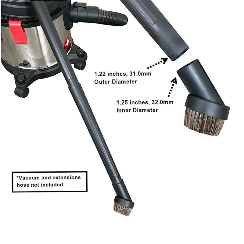 Universal 32mm Horsehair Mixed Round Brush Nozzle Attachment for Philips  /  Midea Vacuum Cleaner - Black