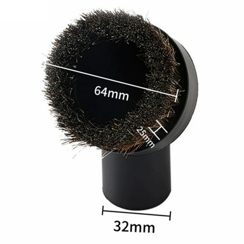 Universal 32mm Horsehair Mixed Round Brush Nozzle Attachment for Philips  /  Midea Vacuum Cleaner - Black