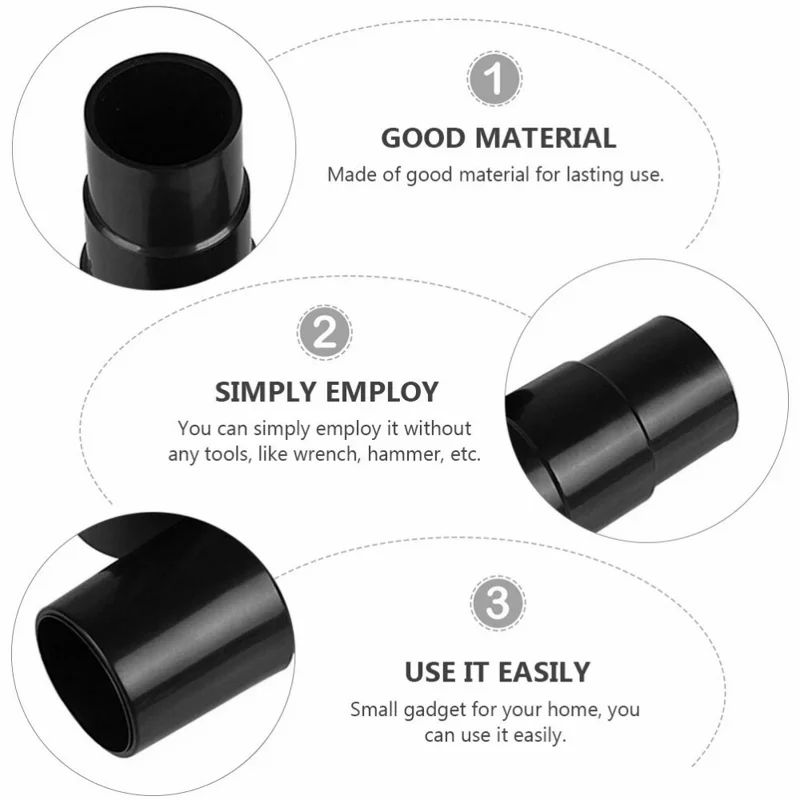 31mm to 35mm  /  39mm Three-Stage Vacuum Cleaner Adapter Connector PP Hose Fitting for Philips  /  Midea Vacuum Cleaners - Black