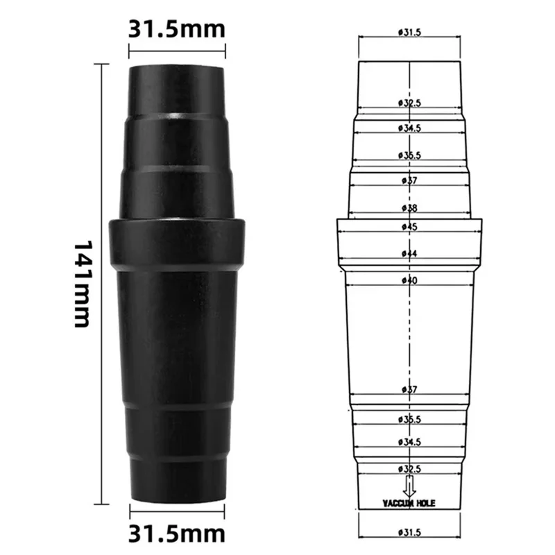 Universal Stepped Vacuum Hose Reducer Adapter for Philips  /  Midea Vacuum Cleaner Accessories - Black