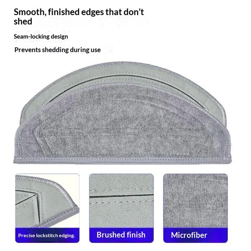 For Roborock G30S Pro Robot Vacuum Mop Cloth Washable Polyester Cleaning Pad - Grey
