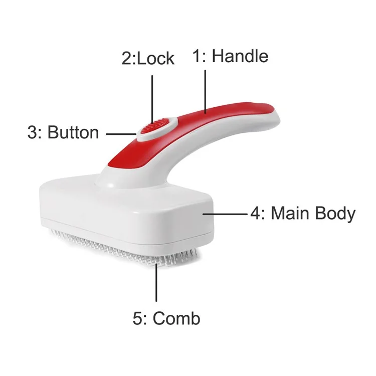 MX-C31 Pet Hair Removal Comb Stainless Steel Bristles Handheld Dog Brush Hair Removal Tool - Grey